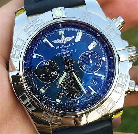 breitling blue face chronograph|breitling chronomat 44 blackeye blue.